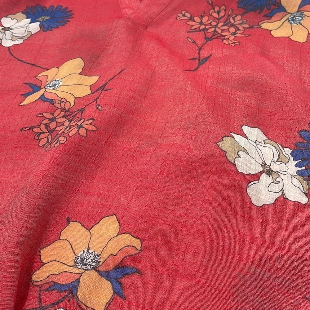 fred David Split Neck Sleeveless High Low Floral Detailed Top Sz L - Picture 10 of 12